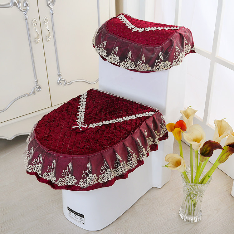 Zippered velvet toilet cover toilet three-piece toilet cushion tank cover toilet cover toilet seat cover