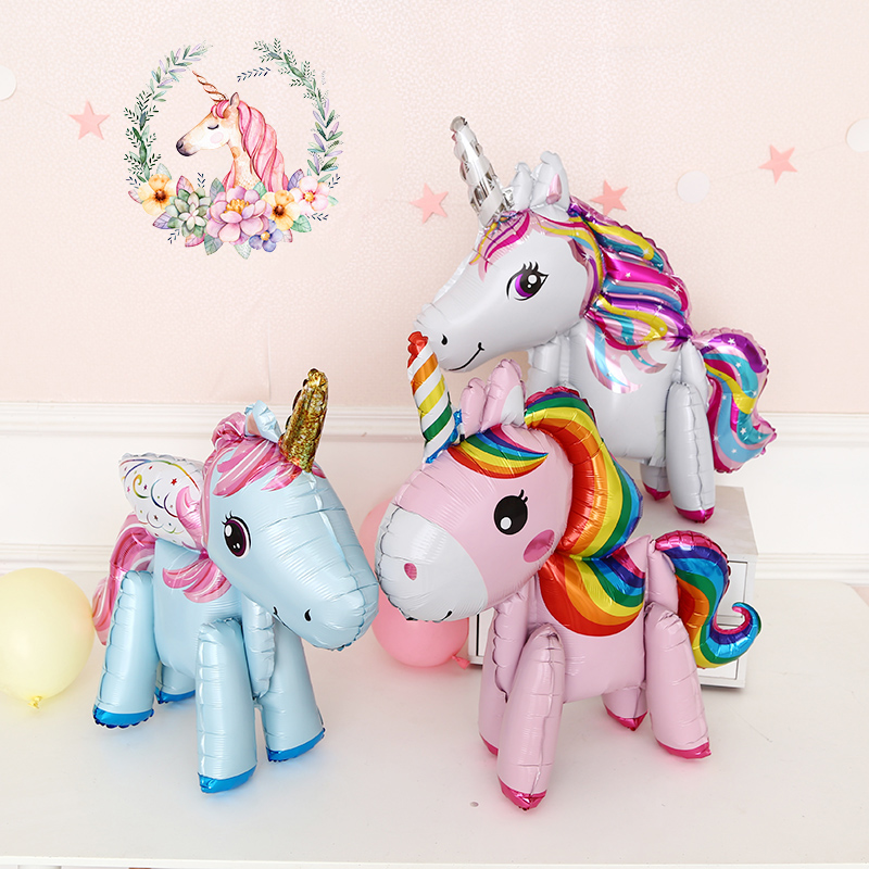 Unicorn 3D Assembled Color Pony Aluminum Film Balloon Princess Cartoon Birthday Party Party Arrangement Decoration