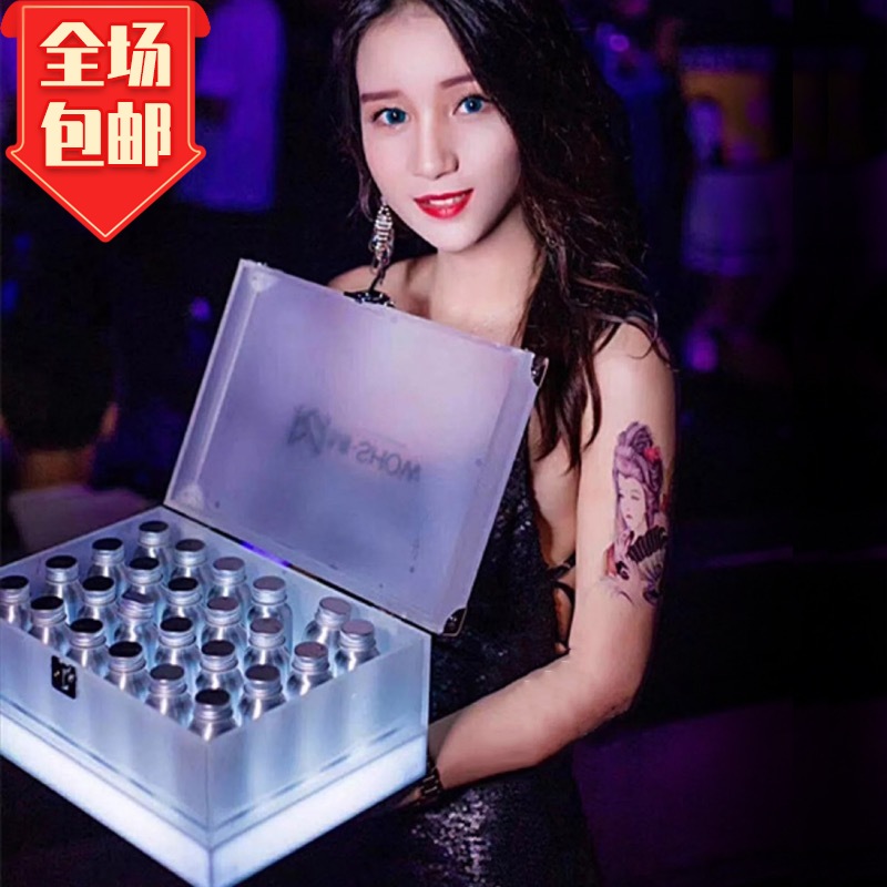 Cocktail New Box LED Shine Creative Test Tube Rack KTV Wine Glass Wine Rack Box Paper Charging Dry Ice Aluminum Bottle Crate
