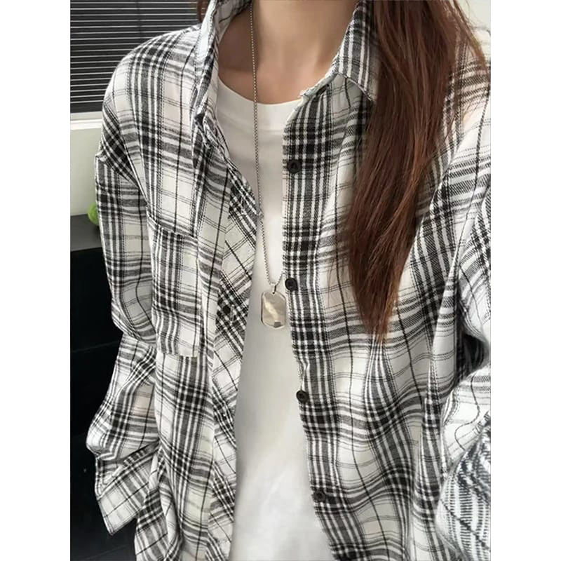 American-Style Relaxed Plaid Shirt for Men, Autumn, Cool and High-End Long-Sleeve Shirt, Cleanfit Casual Jacket