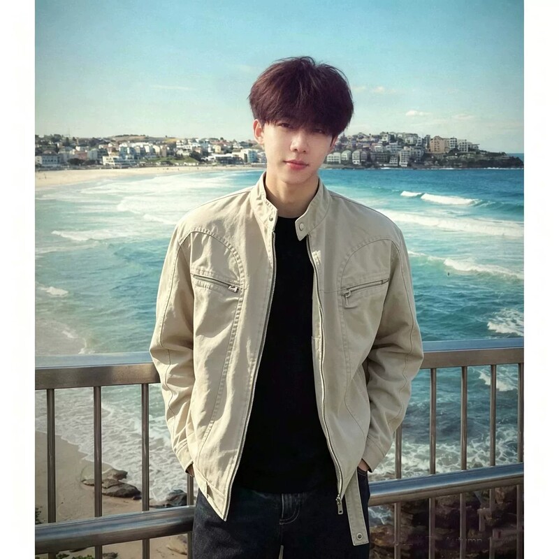 Khaki Short Harrington Jacket for Men, Autumn American Retro Workwear Denim Jacket, Cool Stand Collar Baseball Jacket