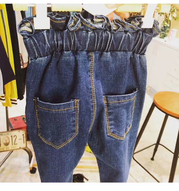 Quần bé cạp cao 2018 xuân hè mới bé gái khí chất denim bút chì bé quần bé bằng gỗ quần jean nữ sinh