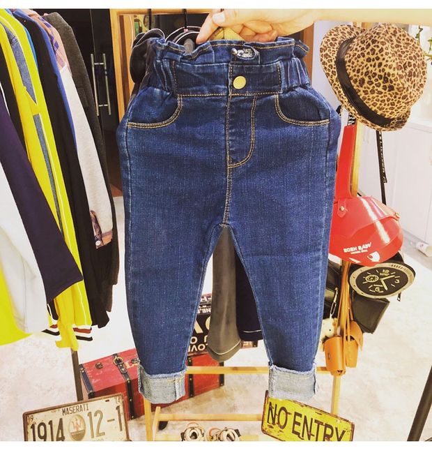 Quần bé cạp cao 2018 xuân hè mới bé gái khí chất denim bút chì bé quần bé bằng gỗ quần jean trẻ em cao cấp