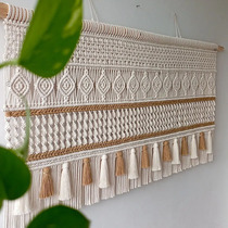 Large colorful tassel tapestry bedside sofa background wall decoration Nordic style hand-woven diy material package