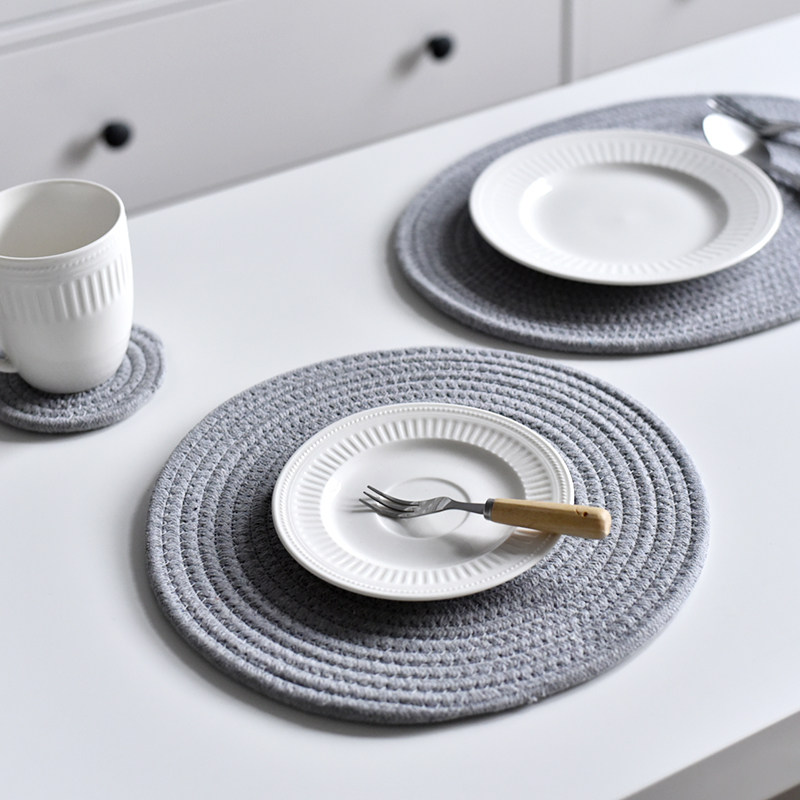 Nordic Japanese woven coaster Oval thickened round square household kitchen insulation mat Pot placemat table mat Anti-hot