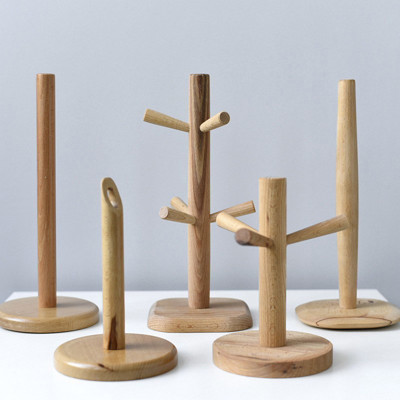 Defect pick-up special offer Solid wood roll paper rack Kitchen tissue rack Mug rack Water cup rack Key storage rack