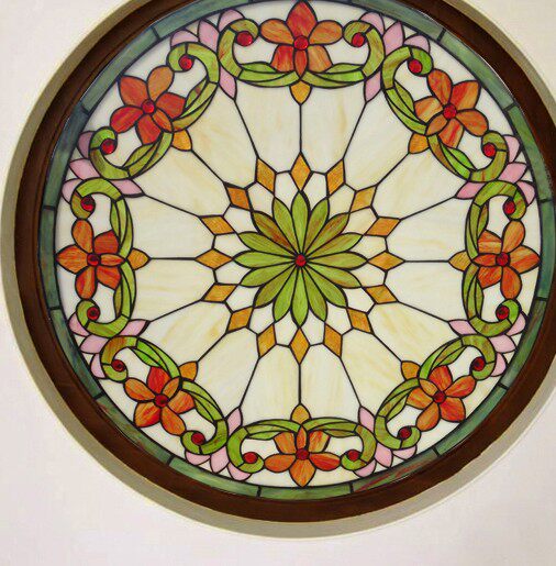 Color Art Xuanguan Light Transmission Glass Partition Dome Church Doors And Windows Aisle Ceiling Skylight Fresco Sliding Door Painting-Taobao