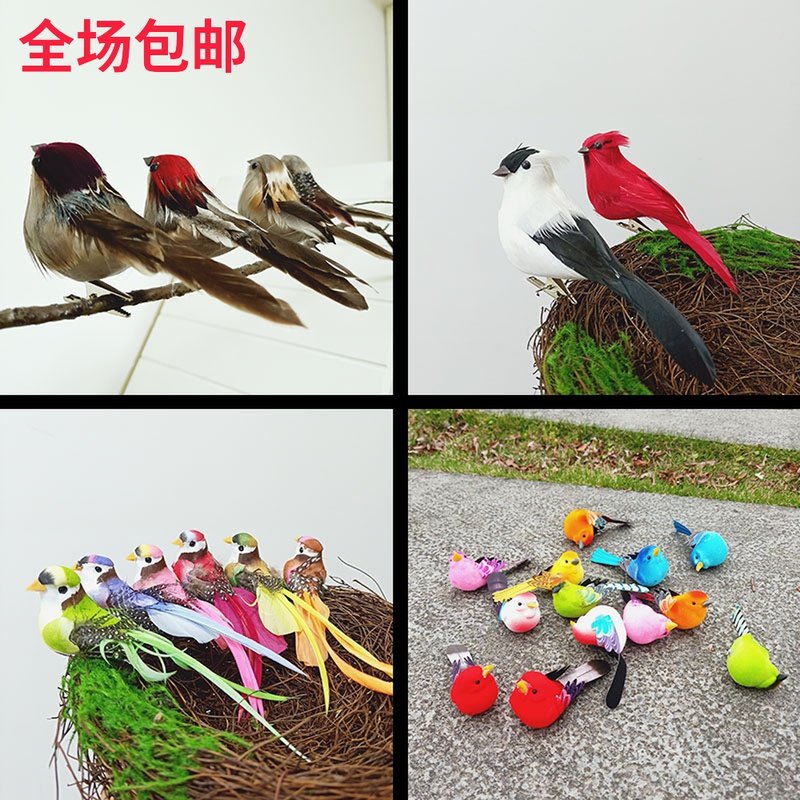 Emulation Decorative Feather Foam Small Bird Handmade Teaching Home Garden Fake Birds Sparrow Colorful Magpie Shop Window Hem-Taobao