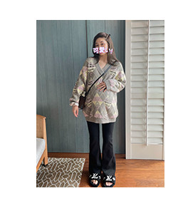 товар из китая leomami高端孕妇装冬季外套抽象黑白点中长款加厚保暖宽松羽绒服