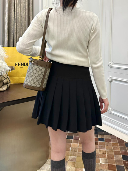 LeoMami Pregnant Women's Skirts Spring and Autumn Short Skirts Western Style Age-Reducing A-Line Pleated Skirts Belly-supporting Skirts Pants Trendy Mom