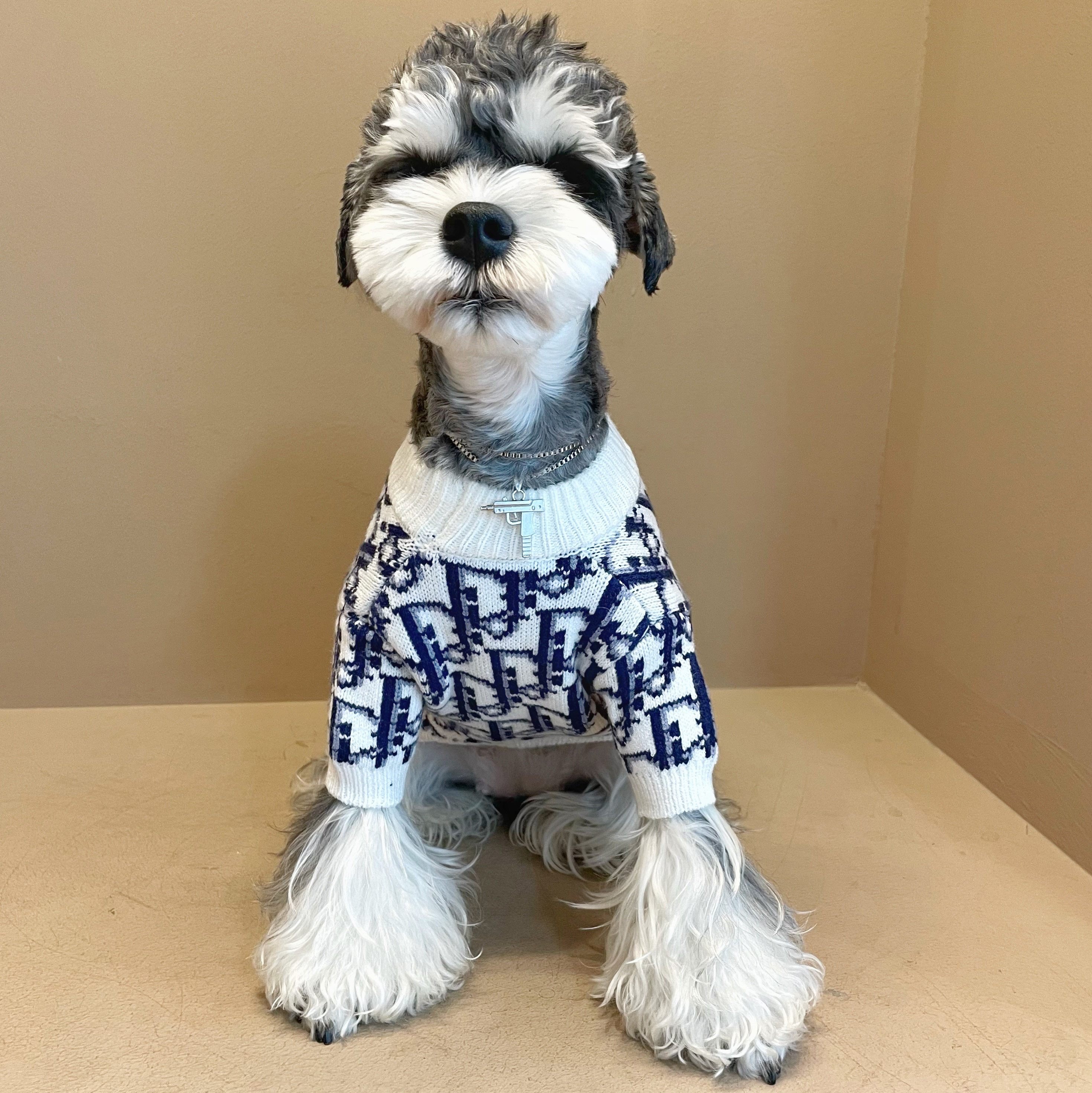 FZL dog clothes autumn and winter plus velvet warm Teddy Fadou Schnauzer small and medium-sized dog cat pet sweater