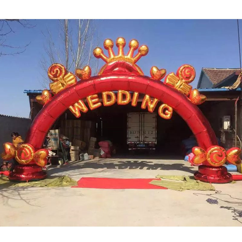 8 m 10 m Au Style Wedding Wedding Gas Model Happiness Love New Color Iridescent Door Air Arch Wedding Celebration Inflatable Arch