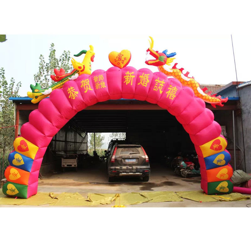 Wedding Celebration Inflatable Arch New 8 10 m Inflatable Arch Pink LOVE Gas Modular Iridescent Door Wedding Arch Gas Molds