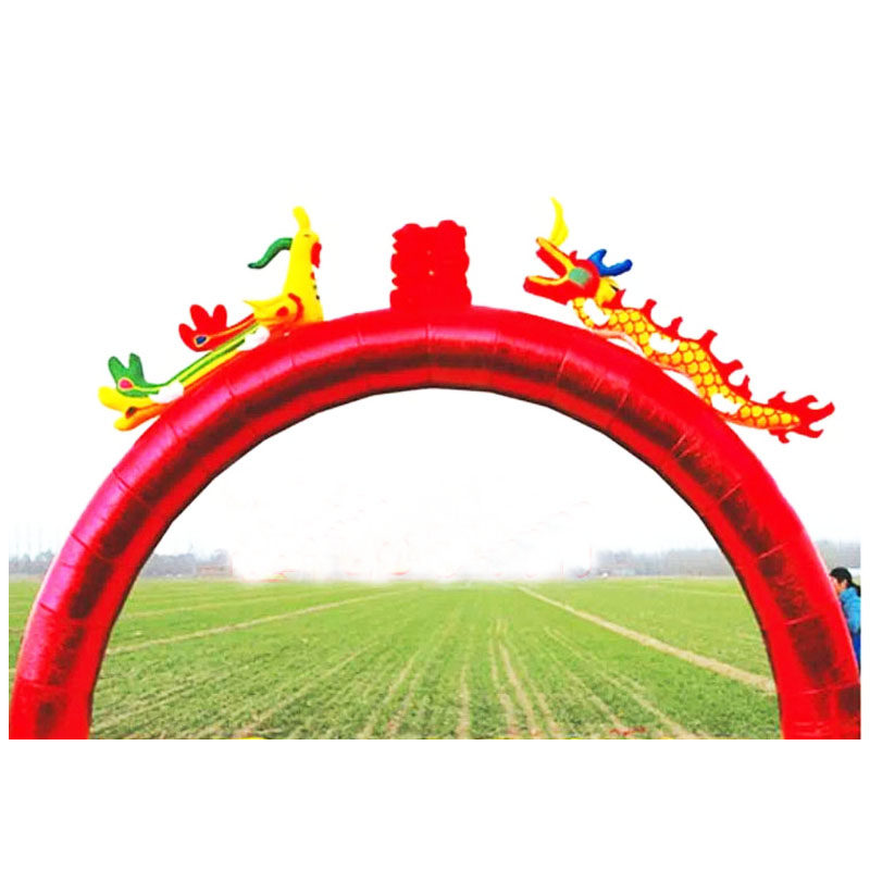 Inflatable arch Golden wedding Inflatable dragon and phoenix arch opening celebration Wedding happy event Red gold arch gas mold new
