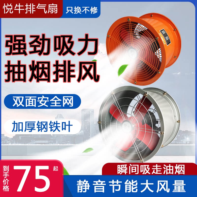 Industrial Exhaust Fan Row Blower Powerful Pipe High Speed Round Kitchen Window Type Cylinder Oil Smoke Axial exhaust fan