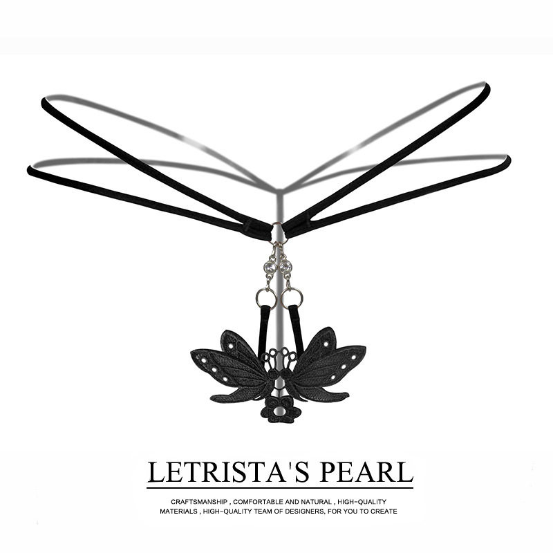 Foreign Trade Metal Buttoned Dpants Low Waist Hollowed-out Spice Briefs Lady Bundled Embroidered Clairvoyant T-pants 2171