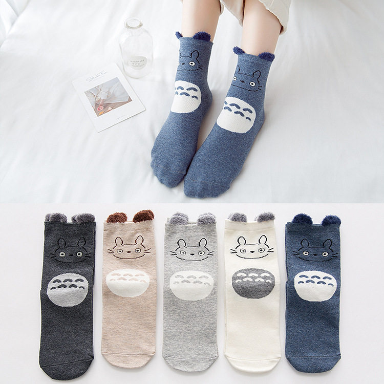 2018 autumn and winter new dragon cat stereo cartoon socks with personality fur ears