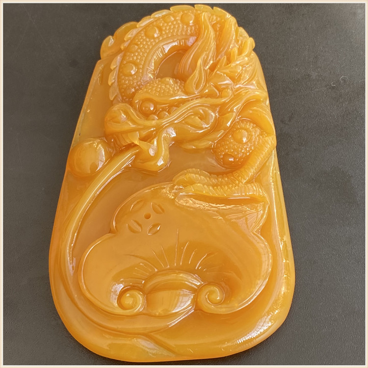 Myanmar's Yellow Dragon jade Burmese yellow jade dragon Jade Dragon pendant pendant handlebar piece boutique jade dragon Yupei male