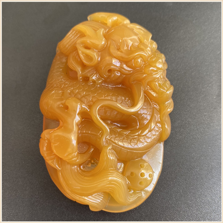 Yellow dragon jade Burmese yellow dragon card pendant zodiac with dragon jade pendant male and female one-figure-one-figure certificate