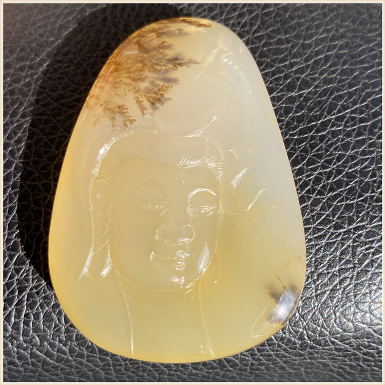 Yellow Dragon Jade Water Herb Flowers Guanyin Head Bodhisattva Ice Seed Pendant High Ice Boutique Jade Guanyin Pendant One Figure