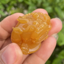 Burmese topaz yellow dragon jade yellow jade overlord brave chicken oil yellow pendant necklace sweater chain with certificate