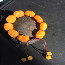 Myanmar topaz Burmese material Huanglong Jade eighteen Luo hand string Han hand string bracelet double-sided carving lucky evil spirits transfer essence