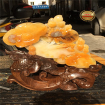 Natural yellow dragon jade ornaments carved rough stone Ruyi peanut bat Business is booming Life Ruyi collection has a certificate