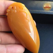 Natural yellow dragon jade Fu Melon pendant Fortune melon melon fortune jade pendant collection wearing a certificate