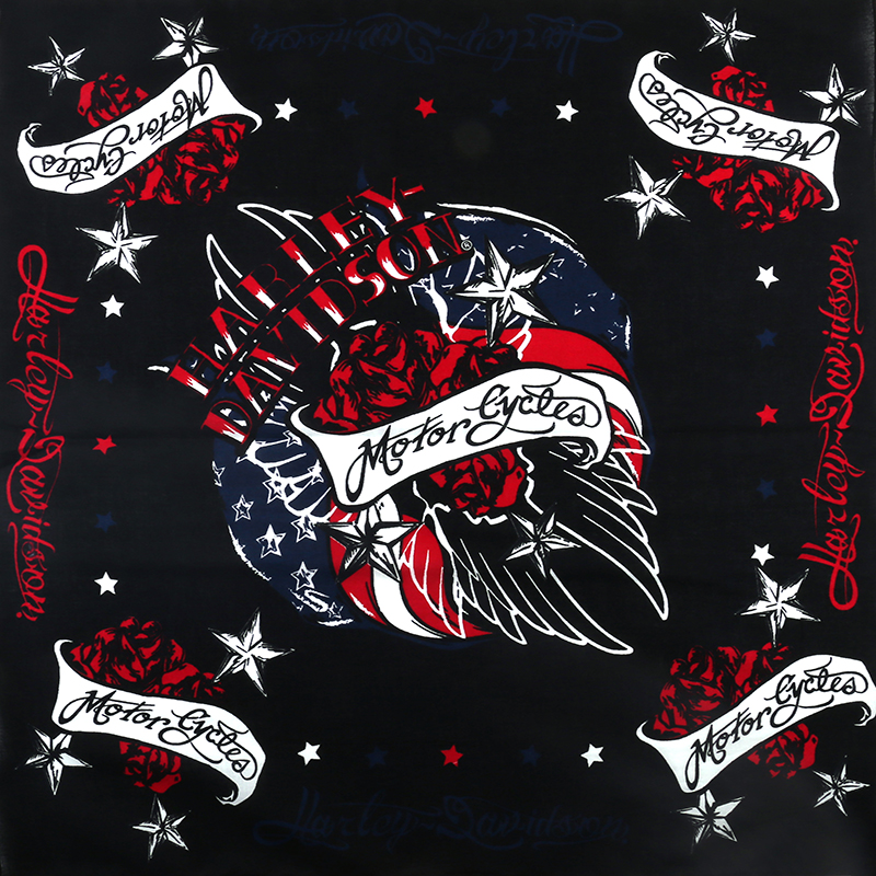 Harley Rose Heart Hip Hop Bandana Men and Women European and American Tide Brand Motorcycle Heavy Locomotive Mask Street Dance Hip Hop Square Scarf