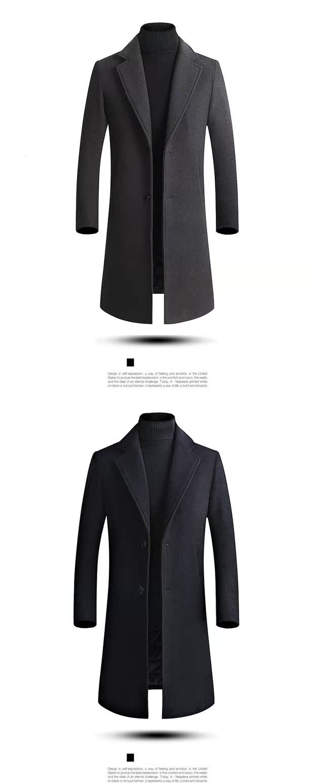 Yalu kinh doanh áo khoác cashmere phần nam dài cộng với đệm bông phù hợp với cổ áo áo gió mùa đông nam len len áo vest nam đẹp