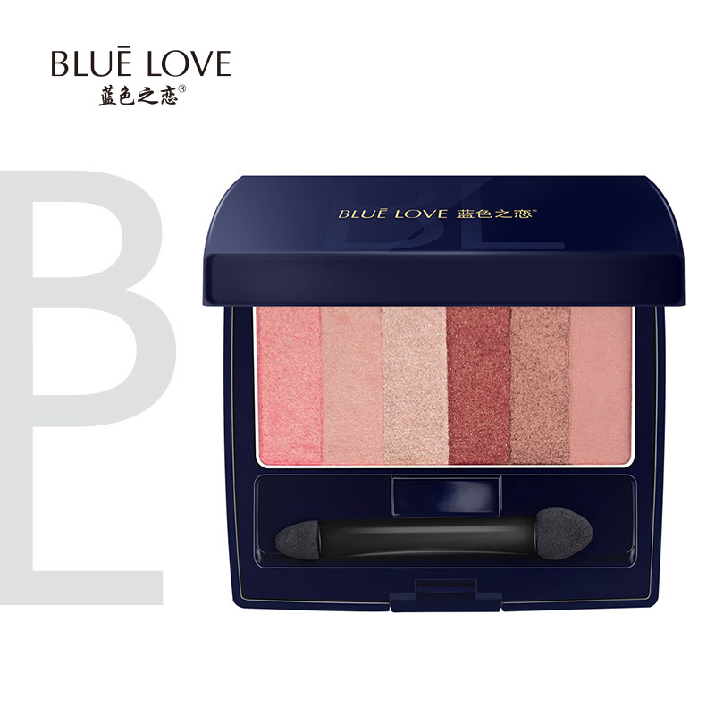 Blue Love Six Color Eye Shadow Geodesy Pearlized Pearlescent Beginners Online Red Teenage Girl Ensemble with Sparkling Pink