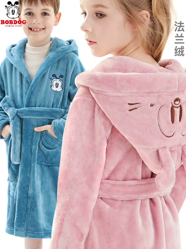 Детский фланелевый банный халат, демисезонная коралловая бархатная большая детская пижама для мальчиков, увеличенная толщина