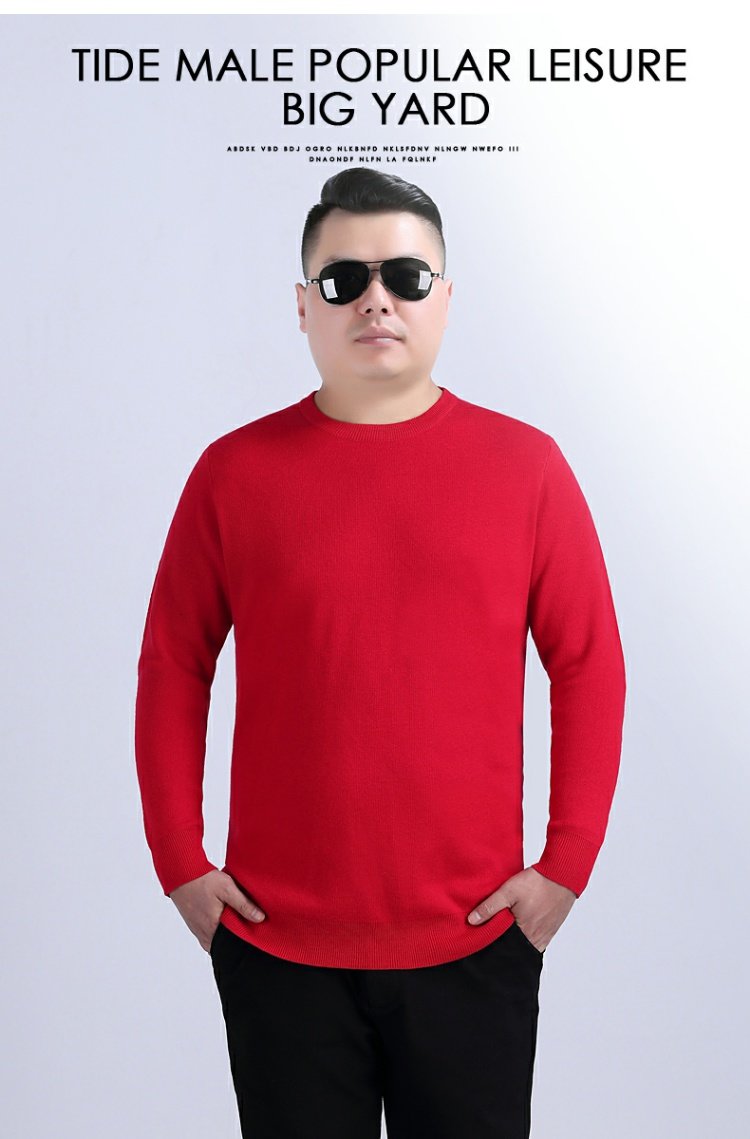 EAMAX quần áo nam size lớn mùa xuân và mùa đông áo len béo và phân bón XL áo len cổ tròn quá khổ nam M824 - Kéo qua hoodie nam