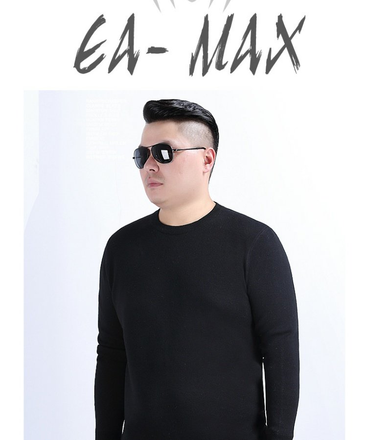 EAMAX quần áo nam size lớn mùa xuân và mùa đông áo len béo và phân bón XL áo len cổ tròn quá khổ nam M824 - Kéo qua hoodie nam
