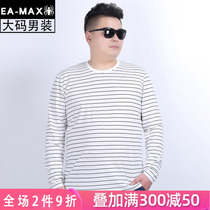 EAMAX plus size men's autumn fashion chubby striped bottoming plus size round neck men's long sleeve T-shirt T756