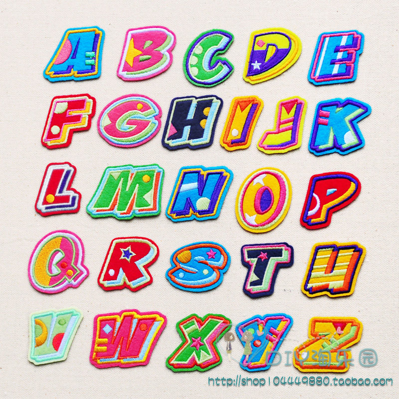 26 English alphabet patch patch decal personality kindergarten children baby color embroidery sticker Ironing decorative sticker