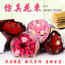 Korean-style holding flower bridal bouquet simulation Rose Knot wedding wedding wedding photo studio photography travel photo props