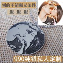 Yinqianyuan s990 sterling silver custom couple necklace Photo film custom lettering DIY gift for girlfriend gift