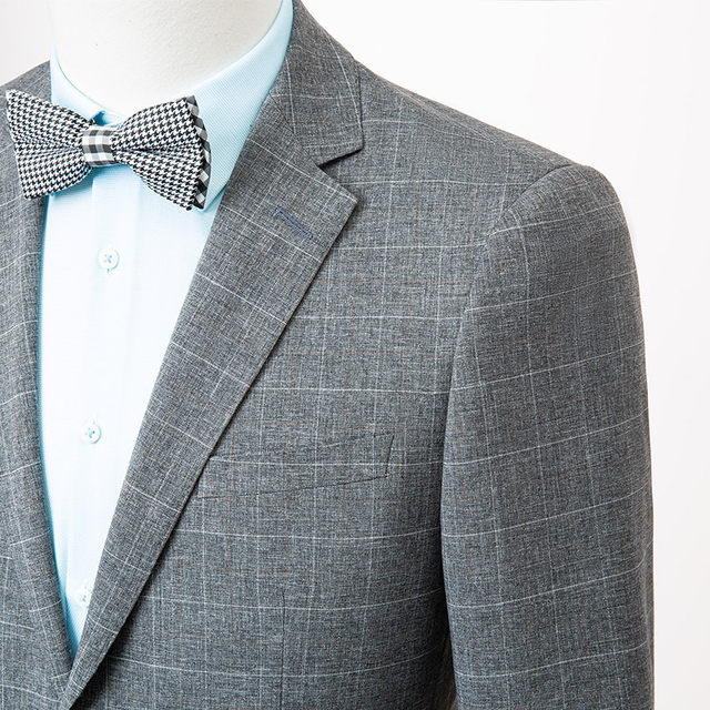 Hongdu suit men's new British suit top men's business casual grey plaid suit jacket