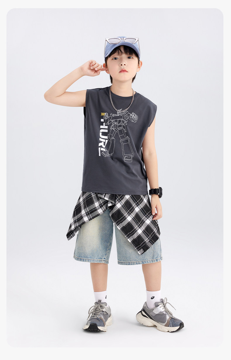 左西童装男童背心夏季薄款儿童无袖T恤2026新款男孩外穿凉感上衣 — 40
