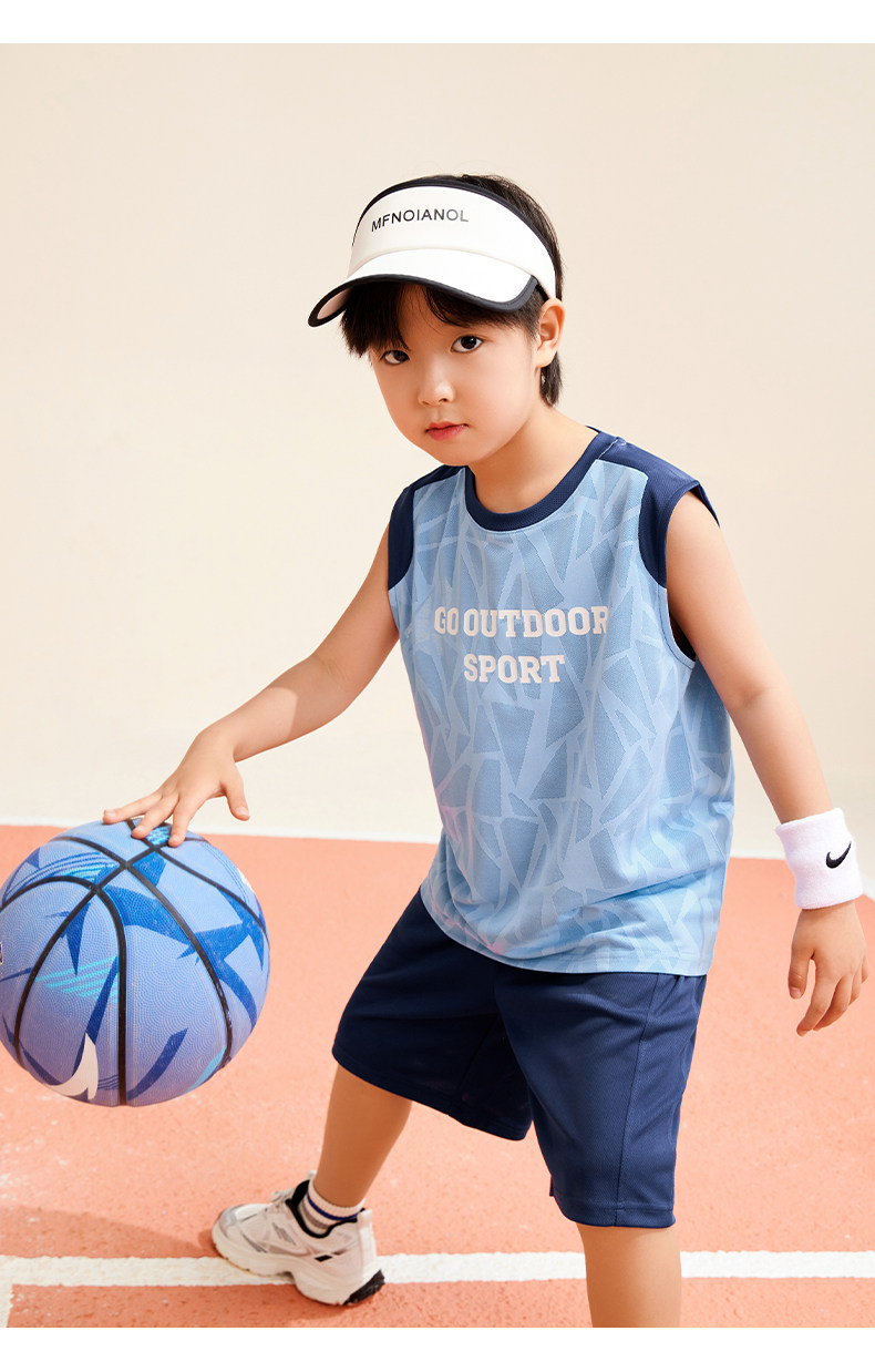 左西童装男童速干套装儿童运动背心短裤两件套网眼夏装2026新款潮 — 60