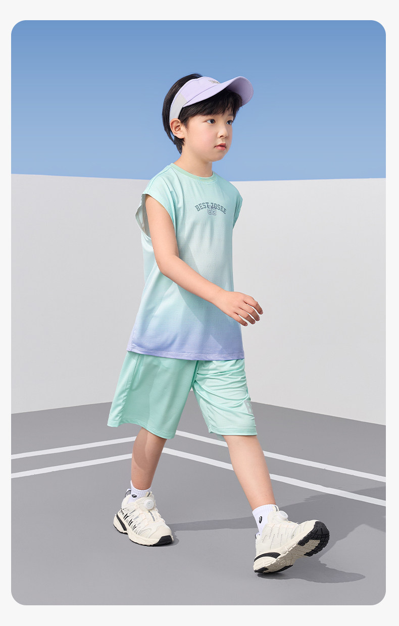 左西童装男童速干套装儿童运动背心短裤两件套网眼夏装2026新款潮 — 38