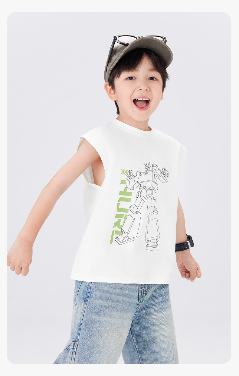 左西童装男童背心夏季薄款儿童无袖T恤2026新款男孩外穿凉感上衣 — 38