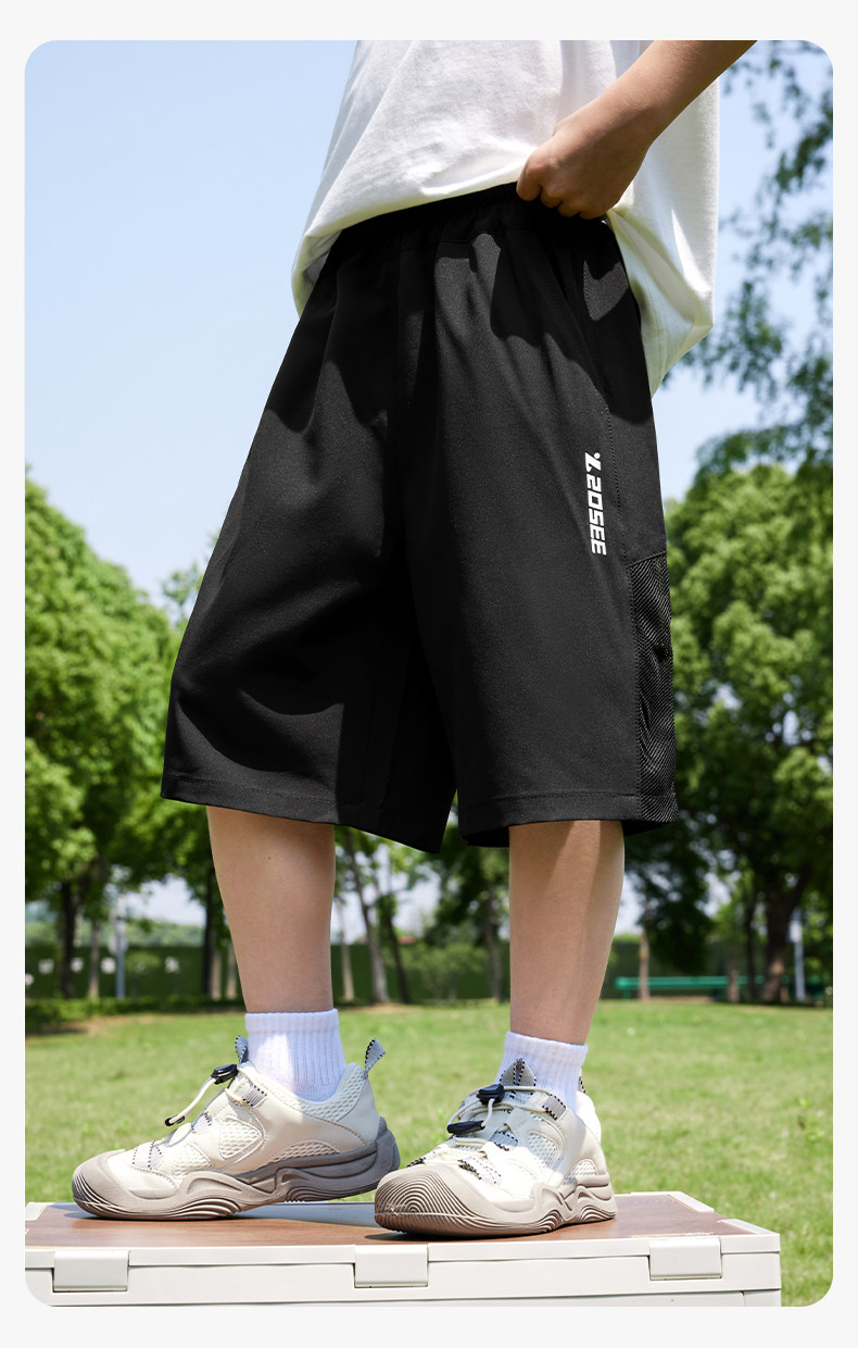 左西童装男童短裤夏季薄款凉感透气裤子2026新款儿童夏装五分裤潮 — 30