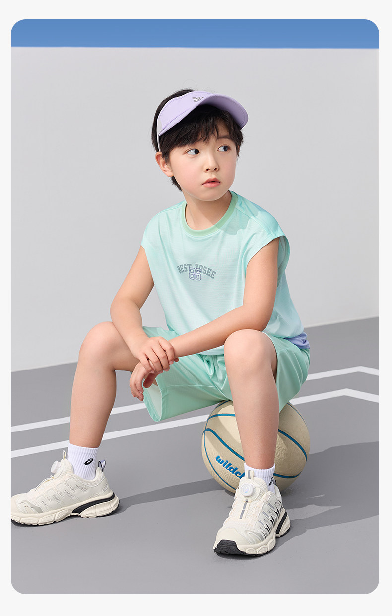 左西童装男童速干套装儿童运动背心短裤两件套网眼夏装2026新款潮 — 35