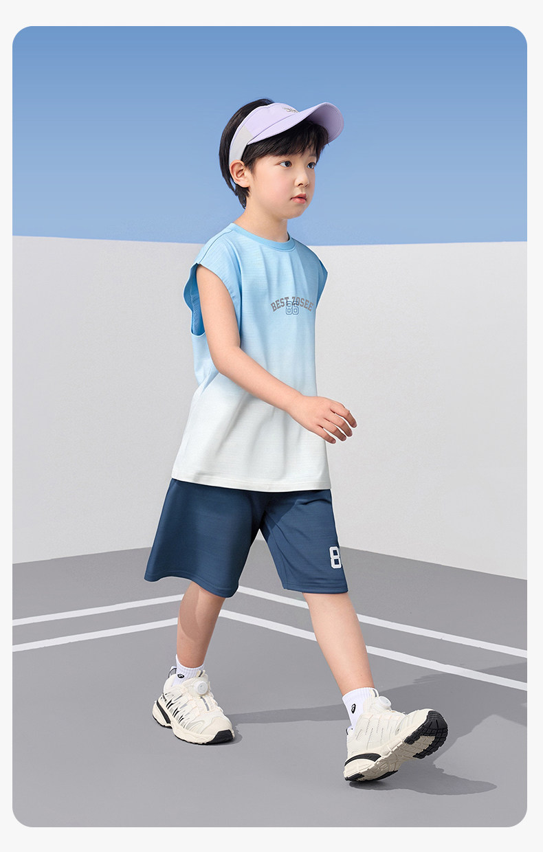 左西童装男童速干套装儿童运动背心短裤两件套网眼夏装2026新款潮 — 42