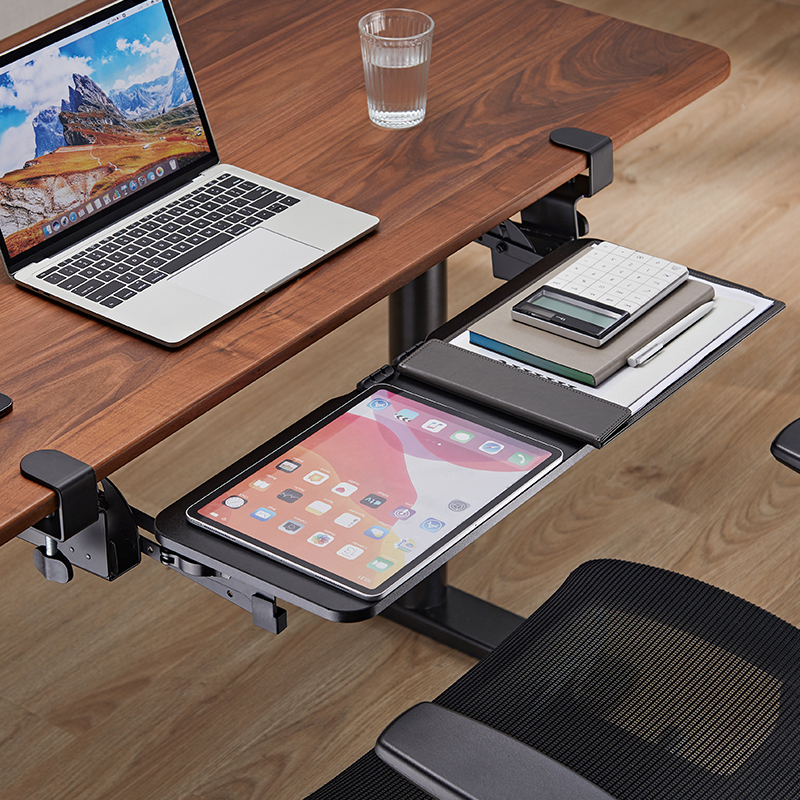 Japanese Sanwa Keyboard Tray, Adjustable and Extendable Computer Drawer Rack, No-Drill Installation, Desktop Slide Rail Clip, Under-Desk Bracket, Mouse and Keyboard Pull-Out Tray, Storage Rack, Slide Track