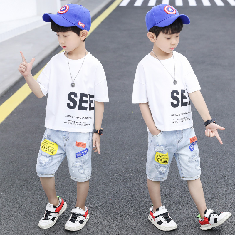 Bé trai Summer Outfit 2020 New Kids Handsome Và Stylish mùa hè ngắn tay áo mõm quần áo hai mảnh của trẻ em.