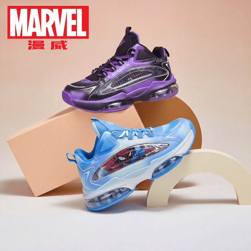 Marvel Children's Shoes Venom Children's Basketball Shoes Boys' Breathable Mesh Sports Shoes Air Cushion Student Sneakers Practical Non-Slip