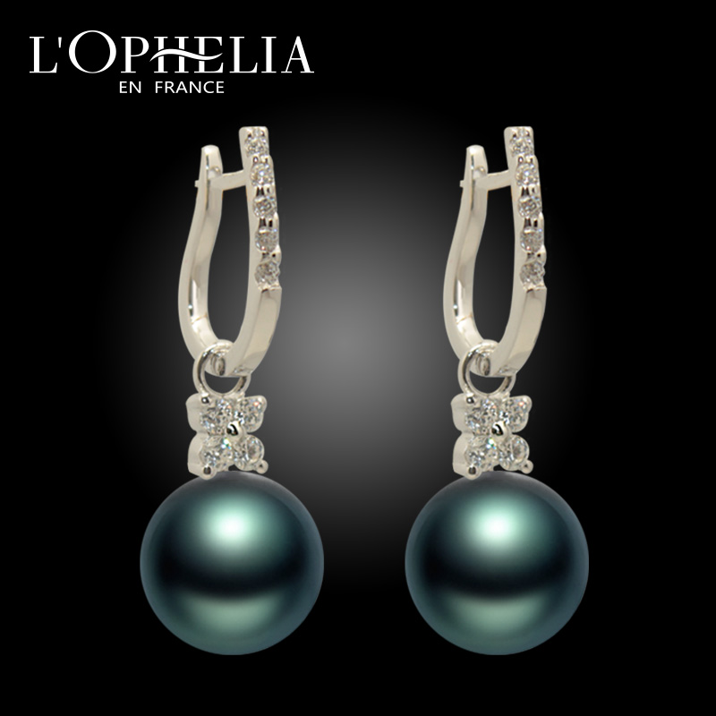 LOPHELIA French TAHITIAN BLACK pearl stud earrings DROP earrings SEA water to send MOM to send HIS wife A gift of love